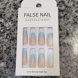 2 Boxes Nude & Blue Nail Tips Set